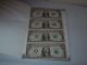 Uncirculated One Dollar Bill Sheet Small Size Notes photo 1