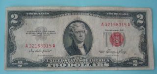 1953 Red Seal $2.  00 United States Note - Us Paper Money Bill - A 32158315 A photo