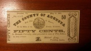 County Of Augusta Virginia Va 50 Cent Currency photo