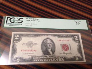 1953 A $2 Fancy Serial Number 44444509 photo