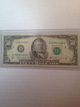 Small Face U.  S.  $50 Grant Fifty Dollar Bill - - B36890169b photo