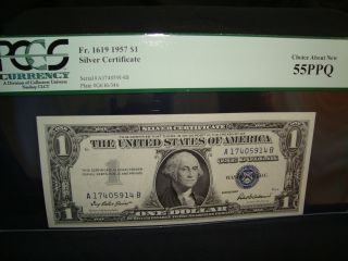 Pcgs Fr.  1619 1957 $1 Silver Certificate Choice About 55 Ppq (a - B Block) photo