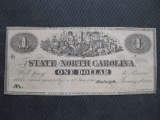Obsolete Currency / 1863 $1 North Carolina (1041) photo