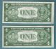 1935 B $1 S/c Consecutive Pair Gem Unc K69514325 & 26d Small Size Notes photo 1