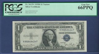 1935d $1 Silver Certificate H95849414f Pcgs Gem/new 66 Ppq {narrow} photo