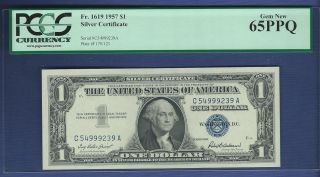 1957 $1 Silver Certificate Pcgs Gem/new 65 Ppq C54999239a photo