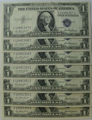 (7) Seven 1935 F Silver Certificates Consecutive Serial Numbers Au photo
