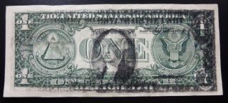 Offset Printing Error 1995 Us $1 Federal Reserve Bill Note Reverse Rare photo