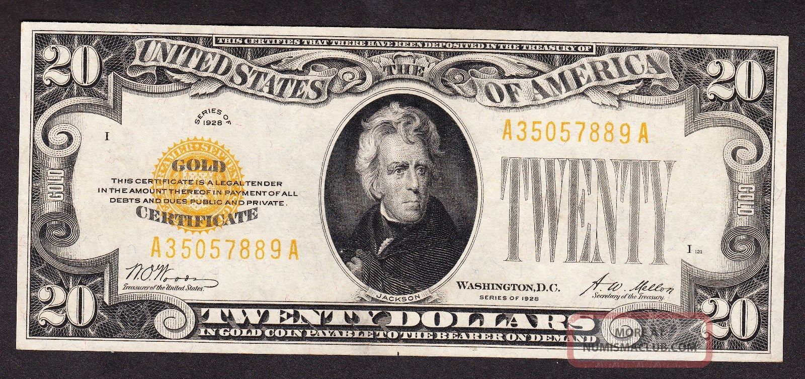 Us 1928 $20 Gold Certificate Fr 2402 Xf - Au (- 889) Small Size Notes photo