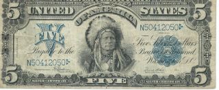 1899 Us $5 Silver Certificate Note 