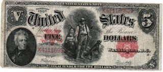 1907 $5 United States Note - Legal Tender - 
