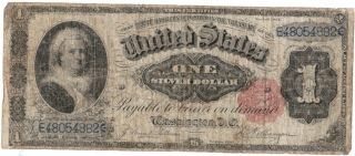 1891 $1 Silver Certificate - Red Seal - Fr 223 - Vg Rub - E48054882 photo
