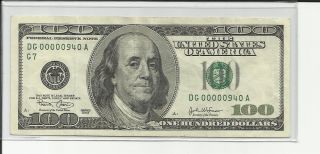 $100.  2003 Low Serial 940 W/ 5/8 Solid 0 ' S.  Vf.  Chicago.  Dg00000940a photo