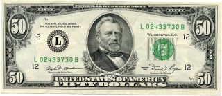1981 $50 Fifty Dollar Bill,  Low Serial L02433730b Federal Reserve Note photo