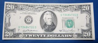 1981 $20 Frn Fr - 2073g Chicago Uncirculated photo