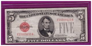 1928 B5 Dollar Bill Old Us Note Legal Tender Paper Money Currency Red Seal L147 photo