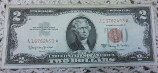 Series 1963 A,  Red Seal - Us Silver Certificate $2 Bank Note photo