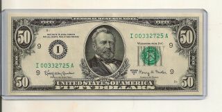 1963 A $50 Federal Reserve Note Minneapolis,  Mn Rare I 00332725 A photo