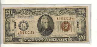 1934 A $20 Hawaii Federal Reserve Note Hurry To Look At This One L 78183019 A photo
