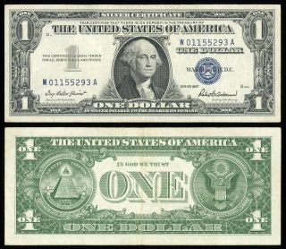 1957 $1.  00 One Dollar Silver Certificate United States Currency Blue Note Circ photo