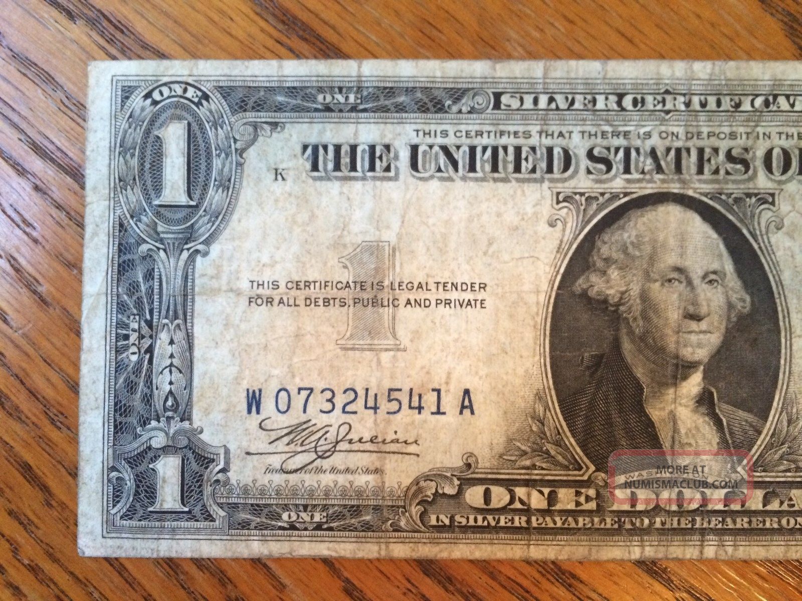 Error Gutter Fold 1935a $1 Silver Certificate Error