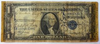 1935a $1 Silver Certificate Signed Short Snorter Small Size Note Dated 8/1/44 photo