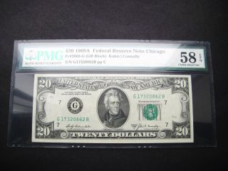 $20 1969 A G Chicago Federal Reserve Choice Bu Note Pmg 58 Epq photo