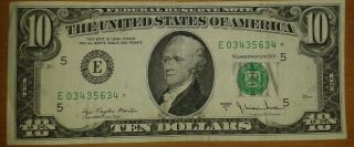 1977 Star Note Ten Dollar Circulated Low Serial See My Other Items photo