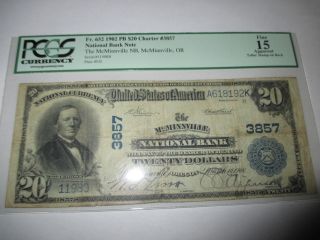 $20 1902 Mcminnville Oregon Or National Currency Bank Note Bill 3857 Fine Pcgs photo
