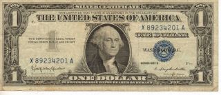 1957 - B Us $1 Silver Certificate,  Medium To Circulated Note (a - 117) photo