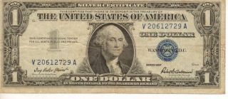 1957 Us $1 Silver Certificate,  Medium To Circulated Note (a - 50) photo