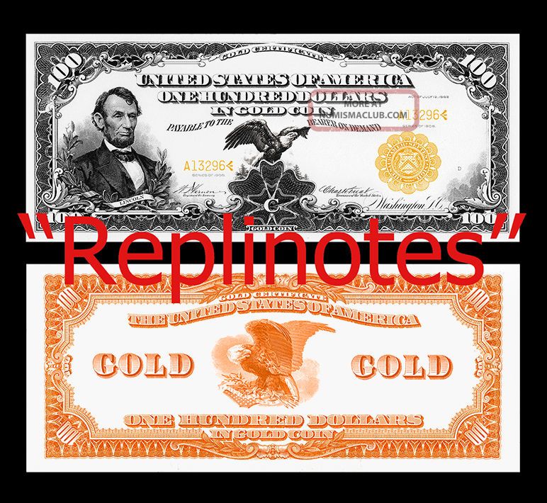1908 $100 Gold Certificate Copy/replica/reproduction Note Large Size Notes photo
