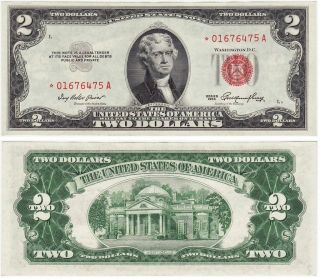 1953✯star$2 Dollar Bill Old Us Bank Note Paper Money Currency Red Seal Stamp Two photo
