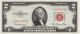 1953✯star$2 Dollar Bill Old Us Bank Note Paper Money Currency Red Seal Stamp Two Small Size Notes photo 1