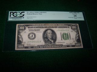 Pcgs Very Fine 20 Kansas City $100 1928 A Federal Reserve Note photo