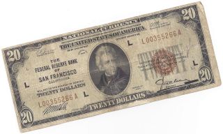 1929 $20 National Currency - The Federal Reserve Bank Of San Francisco - Uncertified photo