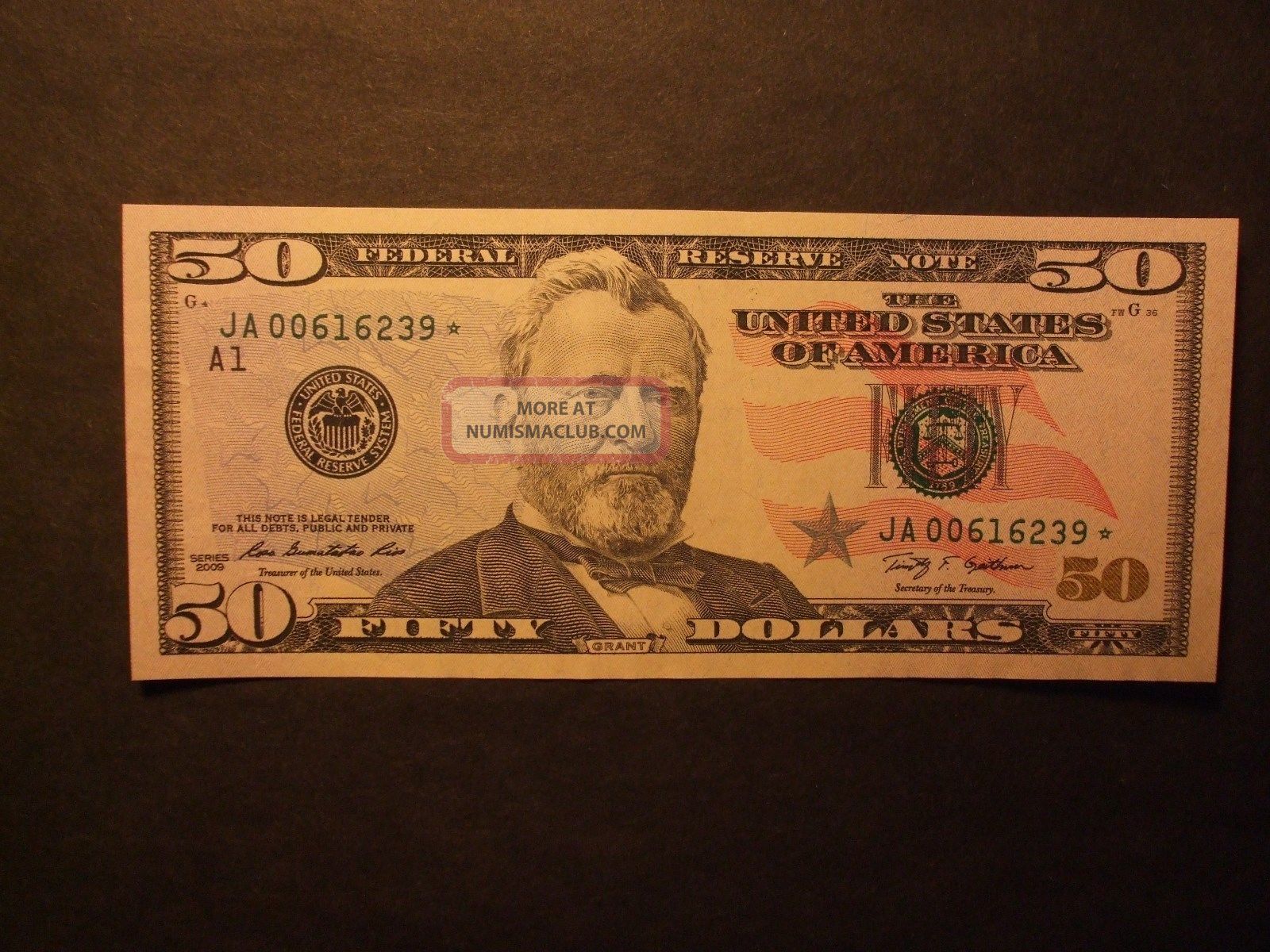 2009 $50 Fifty Dollar Bill Star Note Federal Reserve Bank Boston Small Size Notes photo