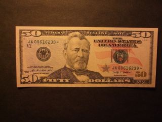 2009 $50 Fifty Dollar Bill Star Note Federal Reserve Bank Boston photo