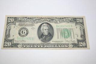 1934 D Twenty Dollar Bill Frb Chicago $20.  00 Fantastic Vintage Money Note 1934d photo