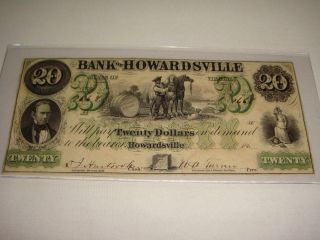 Undated 1861 $20 The Bank Of Howardsville Va Obsolete Note Signed,  Vf - Ef Rare photo