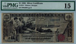 1896 $1 Silver Certificate Education Note Tillman Morgan Fr 224 Pmg 15 photo