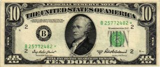 1950 - B $10.  00 Federal Reserve Star Note - York District - Fr 2012 - B photo
