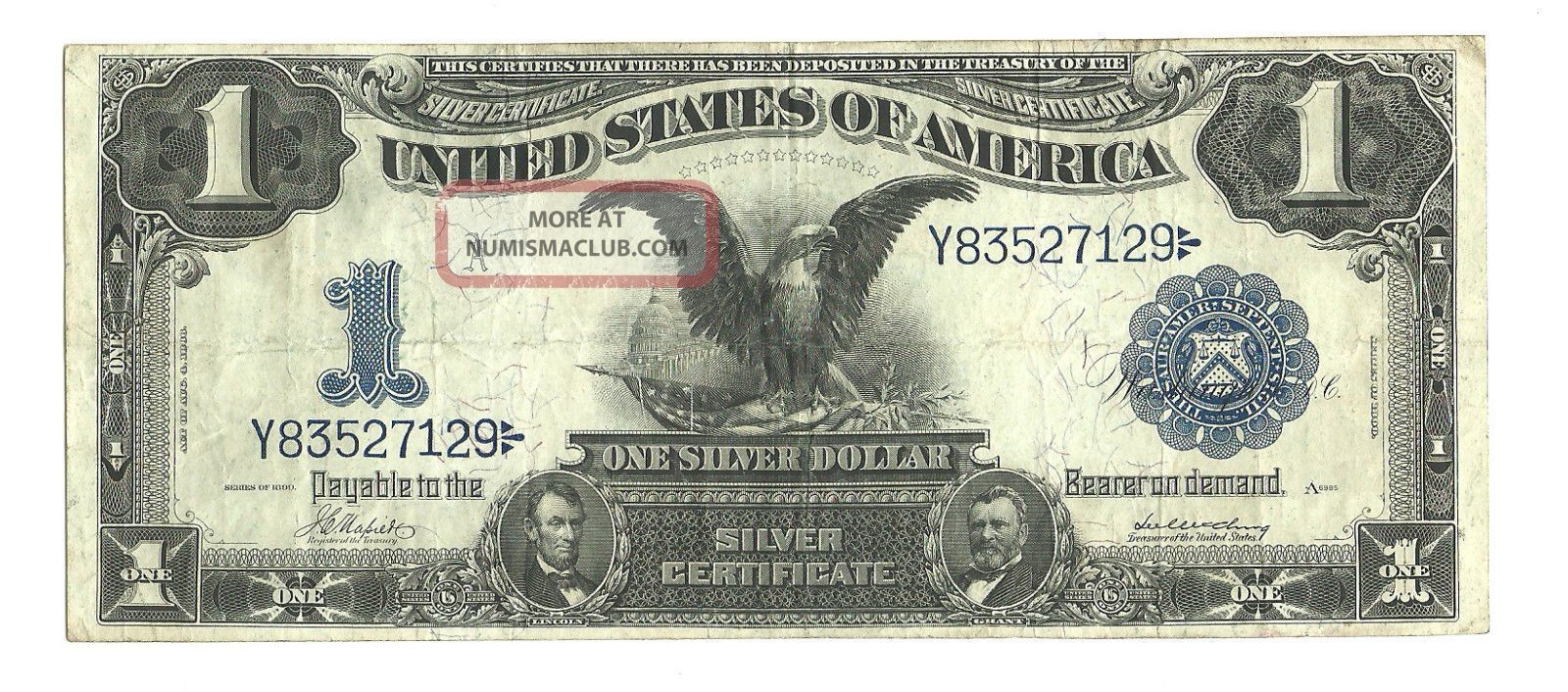 Black Eagle One Dollar Large Bill Series Of 1899 Saddle Blanket Y83527129 Large Size Notes photo