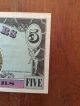1987 $5 Disney Dollar With Sn A2128976 In Protective Sleeve Small Size Notes photo 5