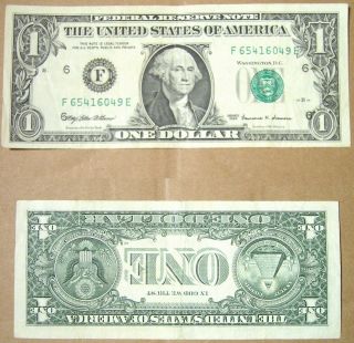 U.  S.  $1 Error Note With Obverse Serial Shifting Towards Right Into The Border photo