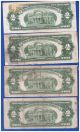 (4) 1928 2 Dollars Old Us Note Legal Tender Paper Money Currency Red Seal Q - 61 Small Size Notes photo 1