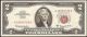 Unc 1963 A $2 Two Dollar Bill United States Legal Tender Red Seal Note Fr 1514 Small Size Notes photo 3