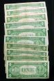 (10) 1935 $1 One Dollar Silver Certificate Blue Seal - Only 1 Is A Star Note 6 Small Size Notes photo 1