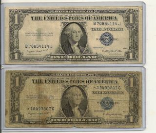 1935 $1 Silver Certificate Star Note W/ 1935 $1 Silver Cert U Get Both Hurry photo