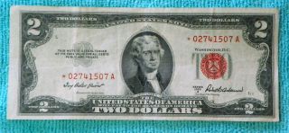 1953a $2 Star Red Seal Note A Block Two Dollar Bill - Rs8 photo